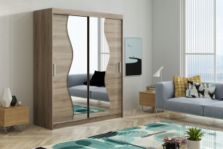 Šatníková skriňa do študenskej izby - Veľká biela šatníková skriňa so zrkadlom Versailles 160 cm