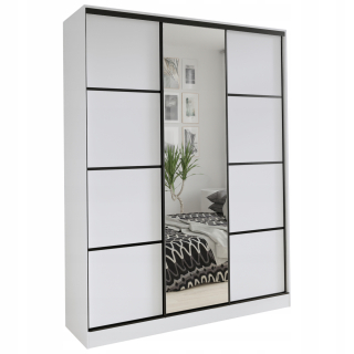 Šatníková skriňa do študenskej izby - Posuvná šatníka so zrkadlom 150 cm biely podkrovie