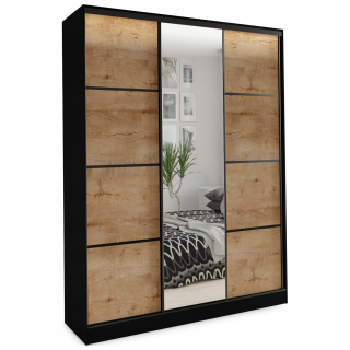 Šatníková skriňa do študenskej izby - Posuvná šatníka so zrkadlom 150 cm podkrovia lefkas police