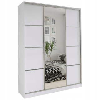 Šatníková skriňa do študenskej izby - Posuvná šatníka so zrkadlom 150 cm horný biely matný