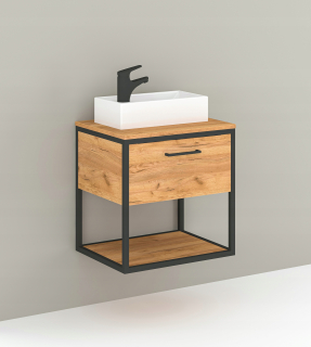 Skrinka do kúpeľne - Country Oak Hanging Beta Cabinet s vrchom 50 cm