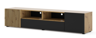 RTV AURIS kabinet 200 cm dubový remeselník / čierna podložka