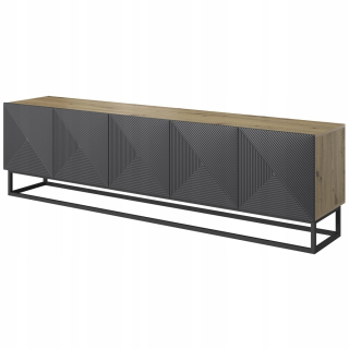 Skrinka pod TV - Kabinet ASHA RTV 200 cm rámový remeselník Rivier Stone