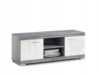 Tv stolík do obývačky - Vyložená tabuľka 120-160 Białyczarny Gloss +Free