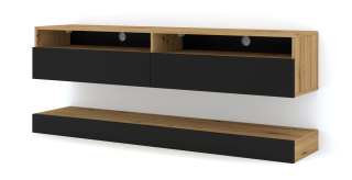 Skrinka pod TV - TV skrinka DUO 160 cm závesná čierny dub artisan
