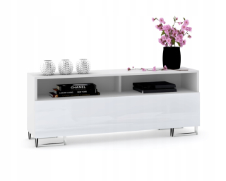 Skrinka pod TV - RTV Cabinet Play Open Voivodeship White Glamour Gloss