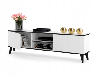 Skrinka pod TV - RTV Cabinet White Dresser Black Scandinavian 160