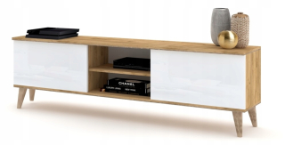 Skrinka pod TV - RTV skrinka hrudník z zásuviek police Oak Craft White Gloss 200