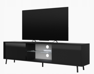 Skrinka pod TV - RTV skrinka TV TV Trh s zásuvkami políčka LED LED čierna 140 cm