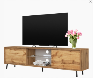 Skrinka pod TV - RTV skrinka na zásuvku pre televíznu poličku podkrovie 140 cm LED dub