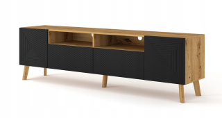 Skrinka pod TV - RTV Luxi Cabinet 195 cm Oak Artisan / Black Mat