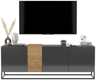 Skrinka pod TV - RTV kabinet podkrovia Graphite Gloss 160 cm RTV hrudník zásuviek