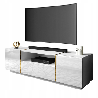 Skrinka pod TV - RTV kabinet Onyx biely stôl vysoký lesk push