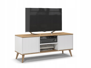Skrinka pod TV - RTV skrinka Oslo 01, Škandinávsky štýl biely/dub