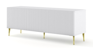 Skrinka pod TV - Ravenna B 150 cm 3d RTV skrinka biele zlaté nohy