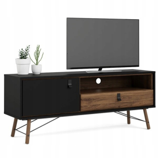 Skrinka pod TV - Kabinet RTV Ryan 150 cm čierne matné detaily orech