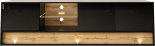 Skrinka pod TV - RTV Vision 01 Black Gloss/D.WOTAN+LED MEG Cabinet