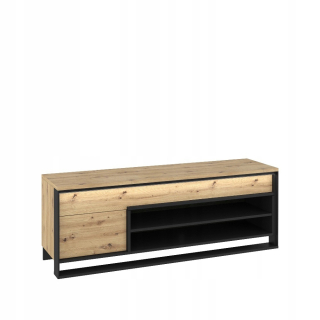 Tv stolík do obývačky - Moderná komoda 4 zásuvky betónová biela podložka