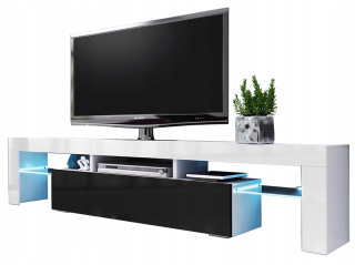 Skrinka pod TV - RTV skrinka RTV Dresser 190 cm čierny lesk + biela