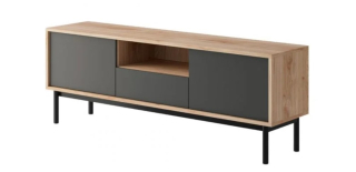 Skrinka pod TV - RTV Cabinet, hrudník pre televíziu 154 cm dub / grafite