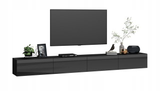Skrinka pod TV - RTV skrinka zavesenie 240 cmx30cmx35cm čierny lesk