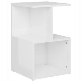 Konferenčný stolík do obývačky - Bočná skrinka, biela, vysoká lesk, 35x35x55 cm,