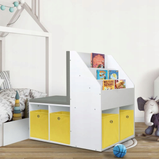 Regál do detskej izby - Kabinet pre deti s lavicou, bielym, 60 x 78x78 cm, MD