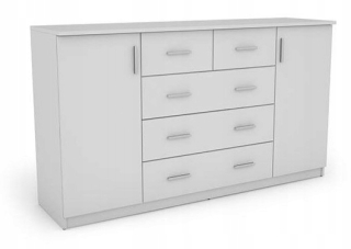 Komoda do študenskej izby - Skrinka biela komoda 160 cm so spálňou zásuviek