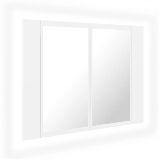 Skrinka do kúpeľne - Kúpeľňa so zrkadlom a LED, biela, 60x12x45