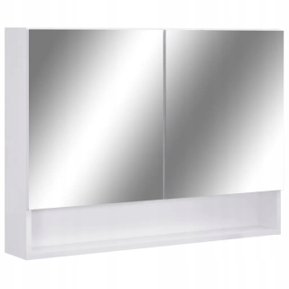 Skrinka do kúpeľne - Kúpeľňa so zrkadlom a LED, biela, 80x15x60