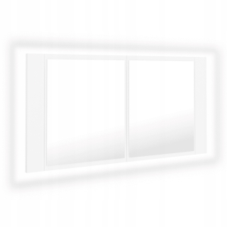 Skrinka do kúpeľne - Kúpeľňa so zrkadlom a LED, biela, 90x12x45