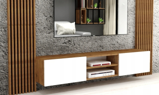 Skrinka pod TV - RTV Loft Cabinet 180/3 Oak Lancelot + White Mat