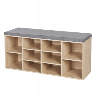 Lavica, taburetka do predsiene - Skrinka topánok so sedadlom 104x30x48 dreva+šedá