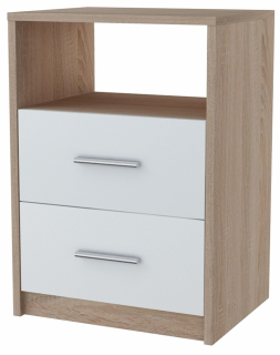 Nočný stolík - Nočná skrinka 2o White-Sonoma 40 cm zásuvky z zásuviek