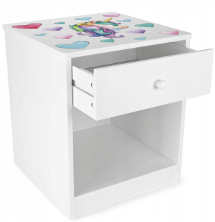 Komoda do spálne - Klasický 40 cm nočný stolík s zásuvkou jednorožca