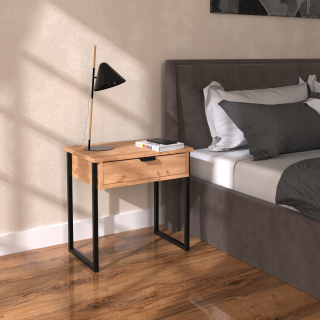 Nočný stolík - Feso nočná skrinka v štýle Loft Oak Black Oak