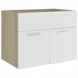 Skrinka do kúpeľne - Kabinet pre umývadlo, biely a Sonoma Oak, 60x38,5x46