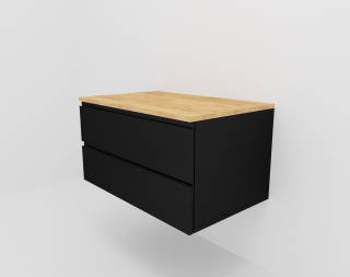 Skrinka do kúpeľne - Black Gloss 80 Cabinet Oak Cabinet