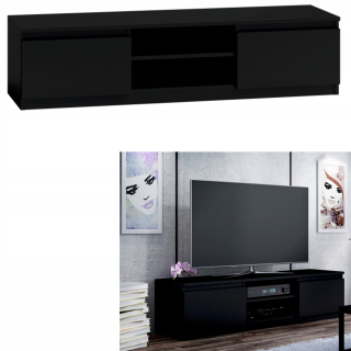 Skrinka pod TV - RTV skrinka, čierna, 140 cm, police, skrinky
