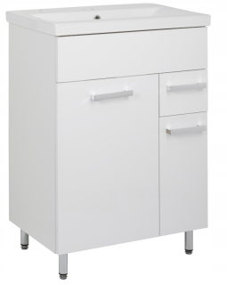 Skrinka do kúpeľne - Lupo biela stojatá skrinka pod umývadlom 60 cm