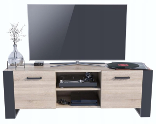 Skrinka pod TV - Šatník 2d Peking 140x250 Sonoma Oak 2x Lacobel
