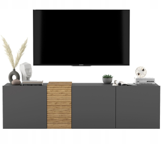 Skrinka pod TV - Závesná skrinka RTV Loft komoda RTV grafitová MAT 160