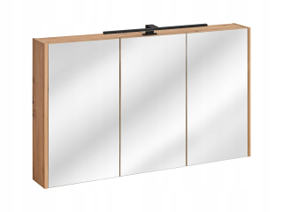 Skrinka do kúpeľne - Madeira zrkadlová skrinka 120 cm dub s lampou LED