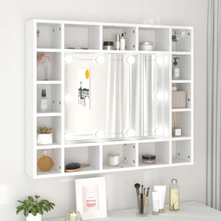 Toaletný stolík - Vidaxl White toaletnostná tabuľka 91 x 76,5 x 15 cm podsvietenia