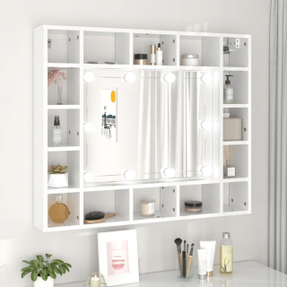 Toaletný stolík - Vidaxl Poceeter White Gloss 91 x 76,5 x 15 cm podsvietenia