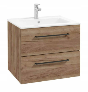Skrinka do kúpeľne - Skrinka s Washbasin 60 dubová čierna rukoväť