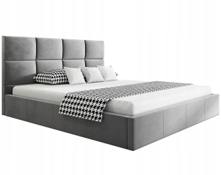 Posteľ do spálne - Šedá čalúnená posteľ Teo Slim 140x200 Velor