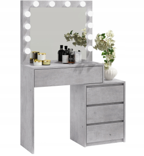 Toaletný stolík - Dresser Arław odtiene šedej matty 110 x 143 x 35 cm podsvietenia