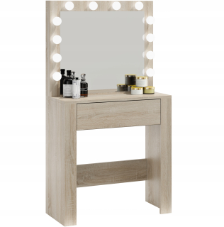 Toaletný stolík - Toaletný stolík Arław dąb Sonoma Mat 76 x 142 x 35 cm podsvietenia