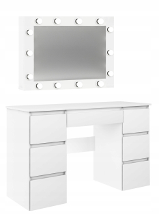 Toaletný stolík - Toaletný stolík Agat meble White Mat 122 x 135 x 45 cm podsvietenia